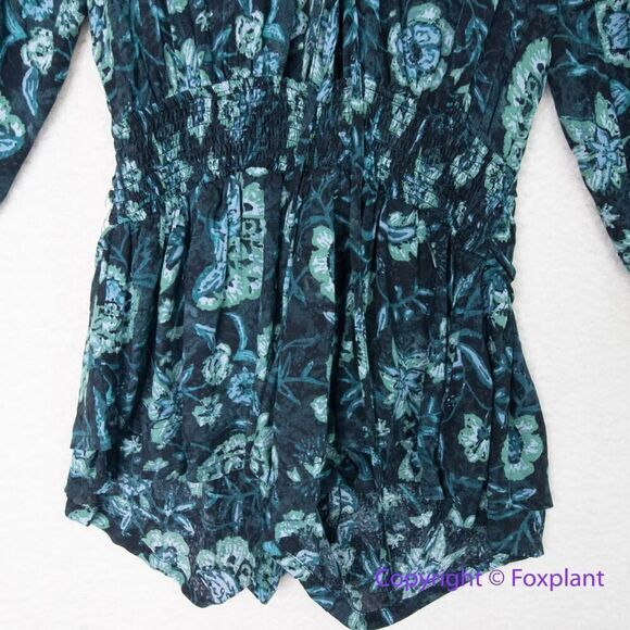 New! Free People Dance ‘Til Dawn Green Black Floral‎ Romper, size S - Picture 6 of 14